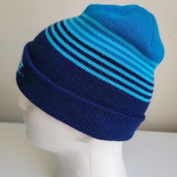 Nike Youth Boys Big Kids O/S Blue Ombre Embroidered Striped Knit Cozy Beanie Hat - Picture 2 of 10